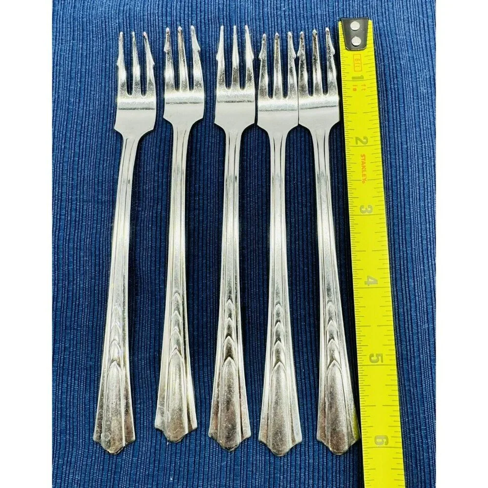 Ekco EKS7 Chevron Stainless Steel Flatware Cocktail Seafood Oyster Fork Set of 5